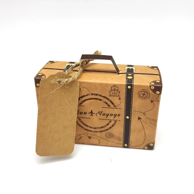 10 Stück Mini-Reisekoffer-Süßigkeitenboxen aus Papier, Schokoladen-Geschenkboxen, Verpackungstaschen für Hochzeit, Geburtstag, Partydekoration – Detail 3