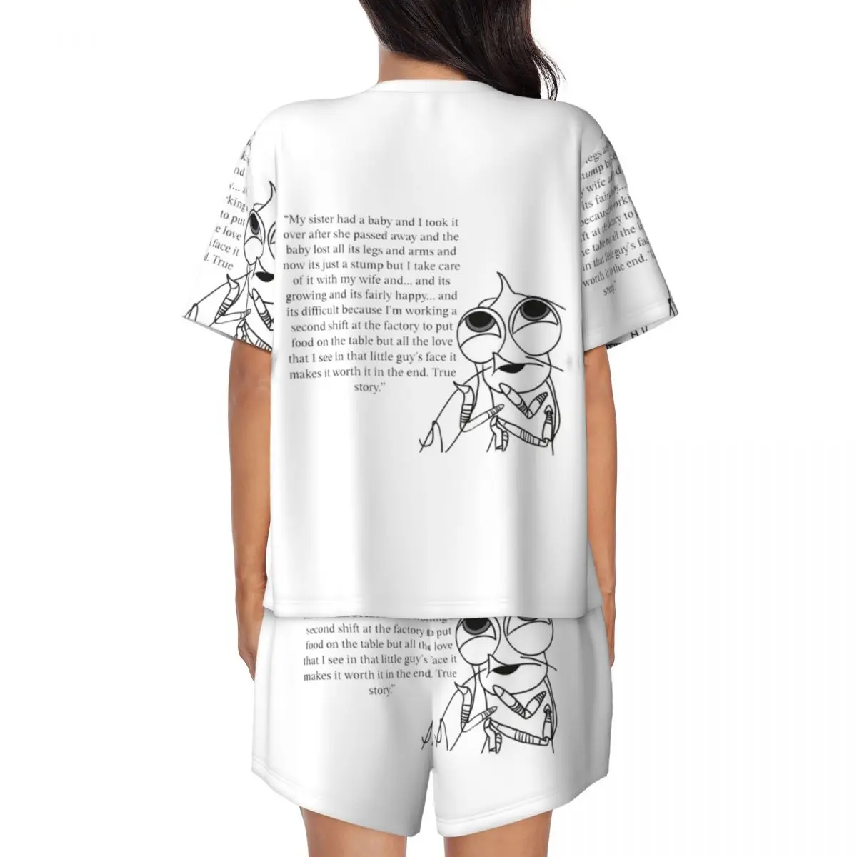 Shark Tales Shrimp Quote Round Neck Short Sleeve Nightgowns for Sleeping Sleepshirts Women Soft Pajama Set Short Pants