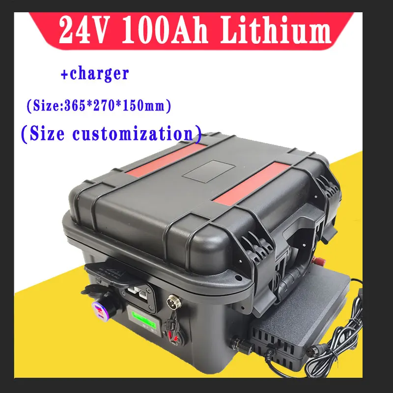 

Lithium ion battery 24V 100AH waterproof Li-polymer for 1500W 2400W RV EV solar storage inverter bike +10A Charger