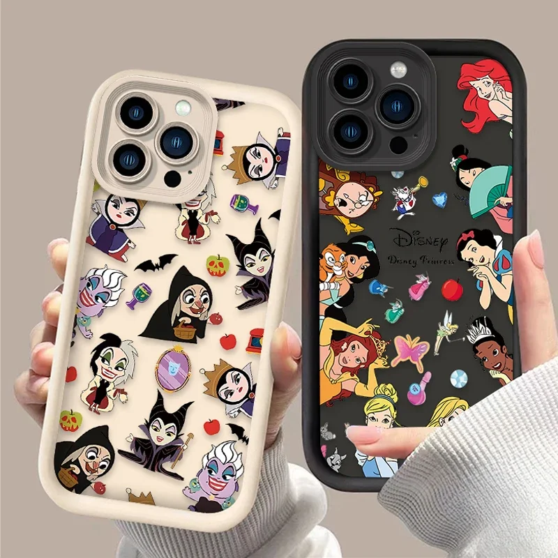 Disney Soft Silicone Protector Case For iPhone 16 15 14 13 12 11 Pro Max X XS X S Max XR SE 2020 7 8 Plus  Princess Queens Cover