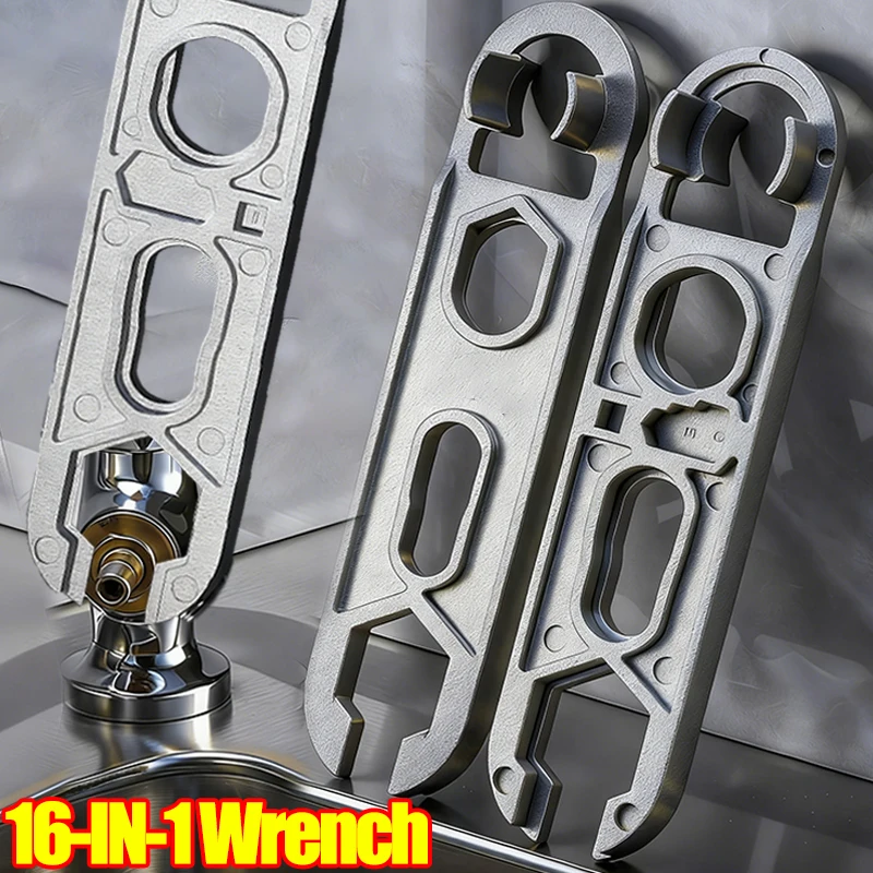 

16-в-1 сверхмощный ключ для смесителя, профессиональный многофункциональный кухонный инструмент, средство для удаления аэратора для раковины, разборка насадки для душа, обслуживание