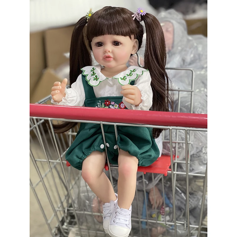 

55CM Full Body Vinyl Bebe Reborn Dolls Lifelike Reborn Toddler Girl Betty 3D Skin with Visible Veins Long Hair Dolls for Girls