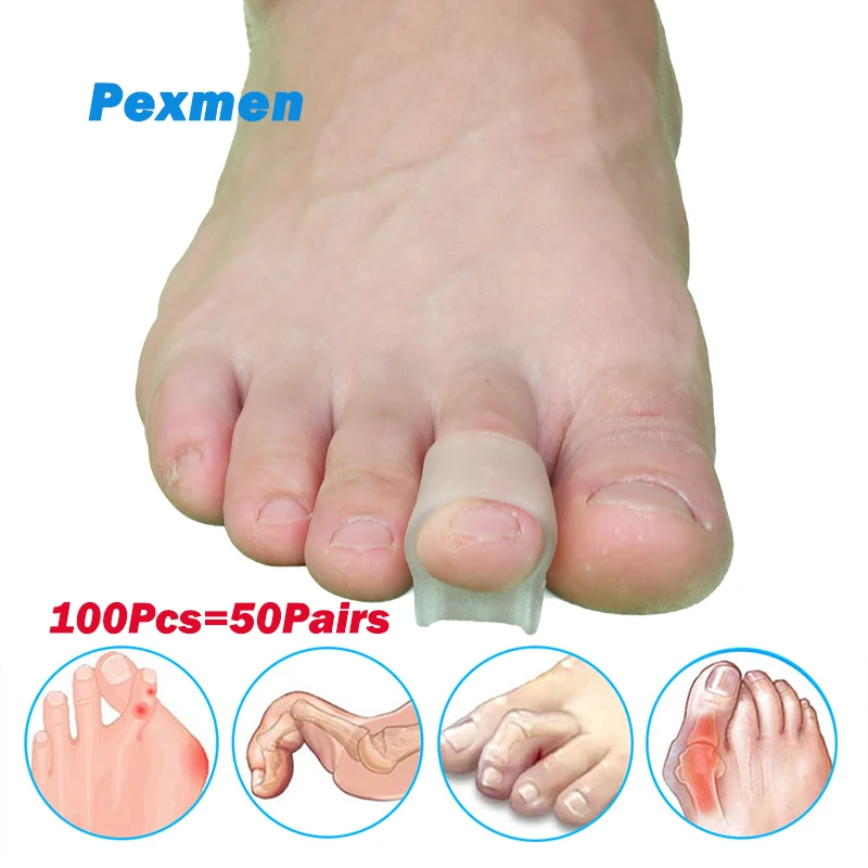 

Pexmen 100Pcs/50Pairs Hammer Toe Corrector Hammertoe Straightener for Curled Crooked Bent Claw Toes Stop Toe Overlap and Rubbing