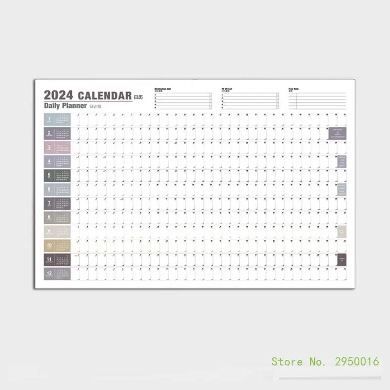 2024 Wall Calendar Wall Large Annual Yearly Planner 12 Monthly Horizontal Calendar January to December for Easy Planning