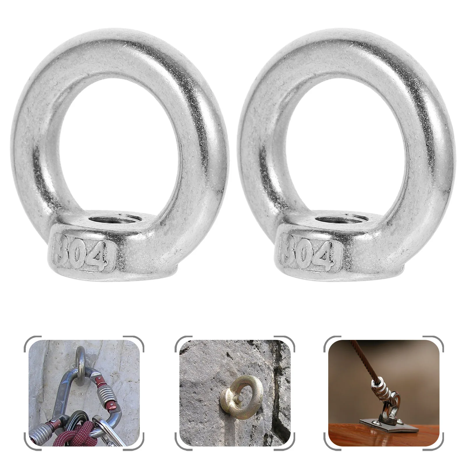 6PCS Stainless Steel Eye Nut M8 Threaded Ring Bolt Heavy Duty Tie Down Rooftop Rack Kayak Accessories Hardware
