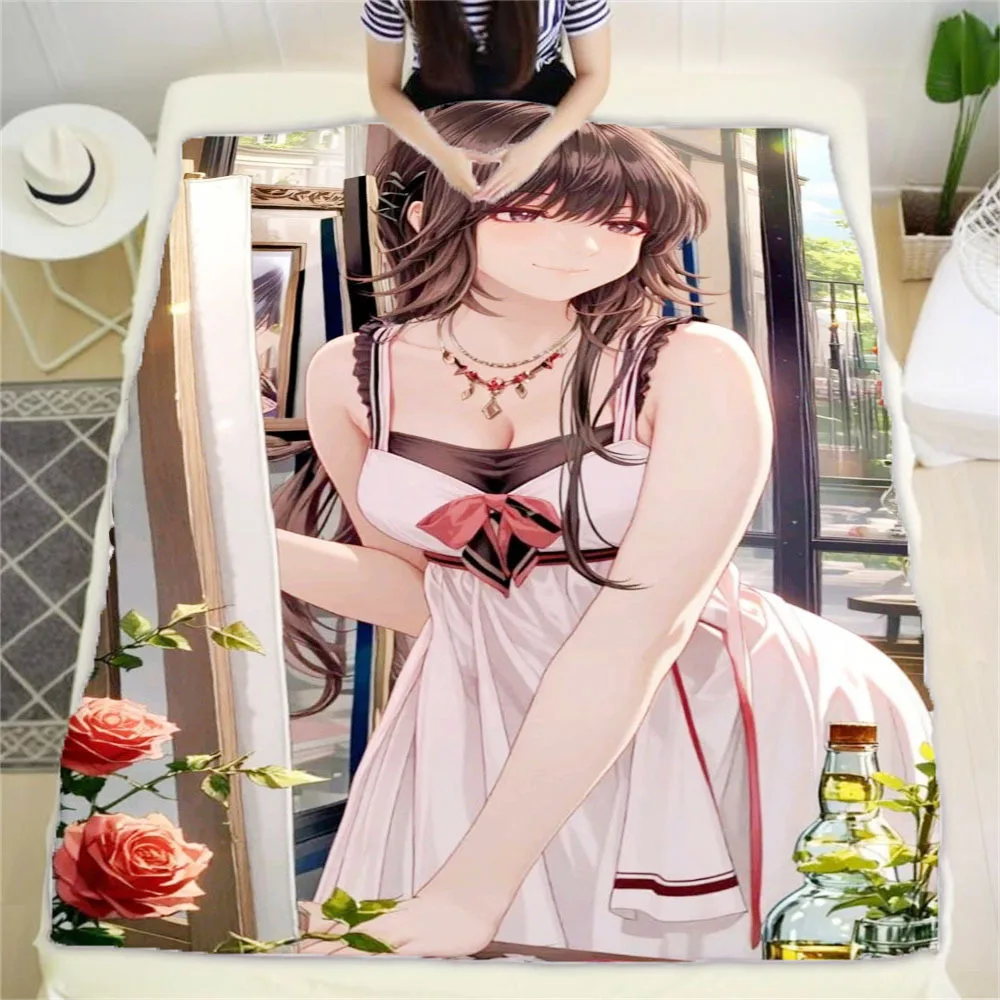 Anime Girl  Throw Blanket 150x230cm Kawaii Manga Art Print Decorative Bed Room Decor Gift for Anime Lover