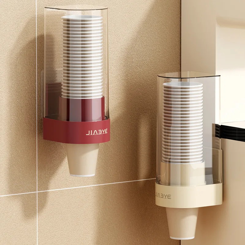 1pcs large capacity countertop wall mounted cup storage rack with lid, space saving and durable non perforated cup holder