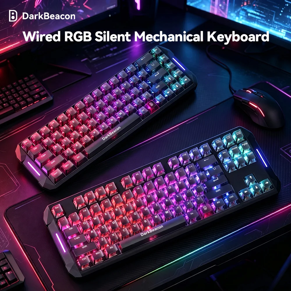 DarkBeacon Blade 68/87 Silent Mechanical Keyboard ,65%/80% Compact Gaming Keyboard,LED Backlit Wired Hot-Swappable Switches Keyboards,Gasket Structure,Anti-Ghosting Keys for Windows Laptops and PC Gamers,LinearRed Switch