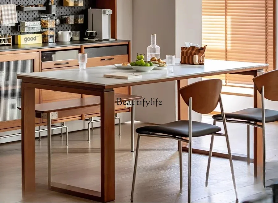 

12High-end and Elegant Rock Slab Dining Table for Living Room