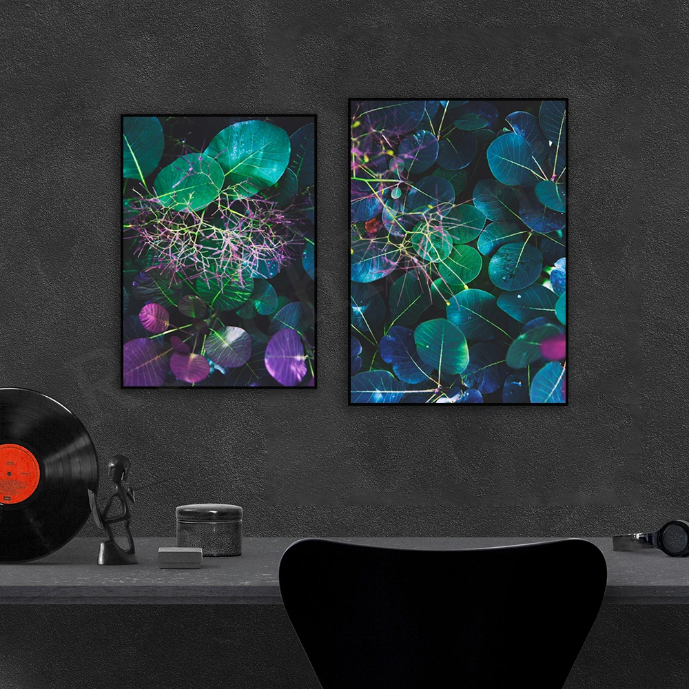 

Purple Tobacco Leaf | Tobacco Leaf Cork Art Photography | Dark Color | Diptych | Botanical Art Deco Canvas Print Poster