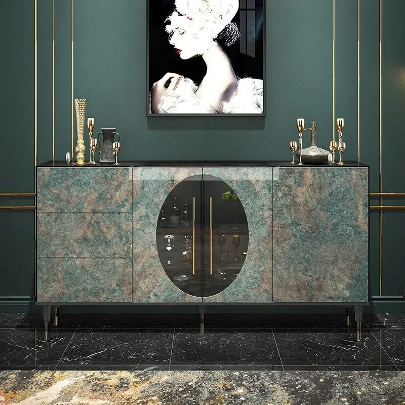 Light Luxury French Minimalist Side Cabinet Italian Style Locker Decorative Cabinet Porch Storage Glass Tea Display Unit New