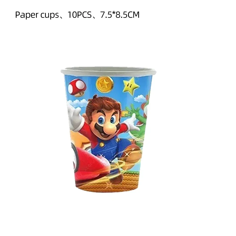 Super Trendige Mario Bros Geburtstagsdekorationen Party-Zubehör Tischdecke Pappbecher Teller Servietten Tasche Set Einweg-Tischgeschirr – Detail 1