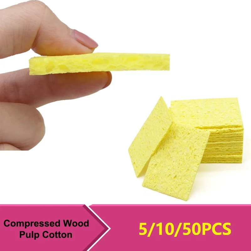 5/10/50Pcs Compressed Wood Pulp Cotton High Temperature Resistant  Electrical Soldering Iron Tip Tin Removal Tools