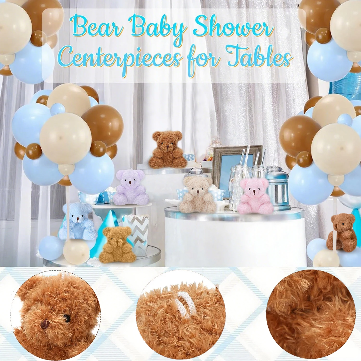 12-96PCS Mini Bear Plush Stuffed Small Teddy Bear Bulk Animal Toy Bear Doll Keychain for Baby Shower Birthday Gifts Party Favors