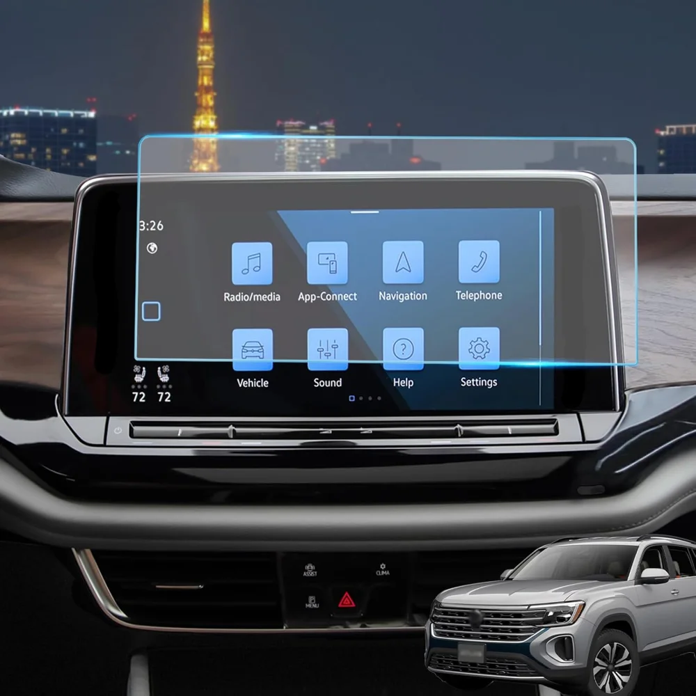 12 بوصة واقي للشاشة ل Volkswagen Atlas 2024 2025 نظام تحديد المواقع والملاحة الزجاج المقسى طبقة رقيقة واقية المضادة للخدش الملحقات