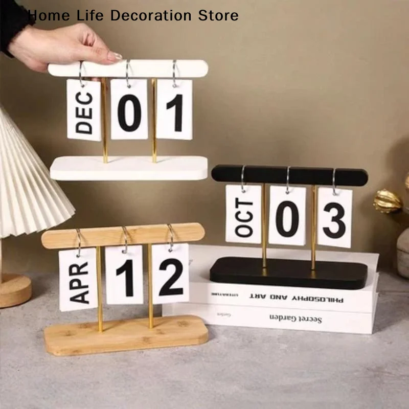 Reusable Flip Calendar English Numeral Desk Display Stand 1Pc Decorative Ornament for Housewarming Gift Choice 1pcs