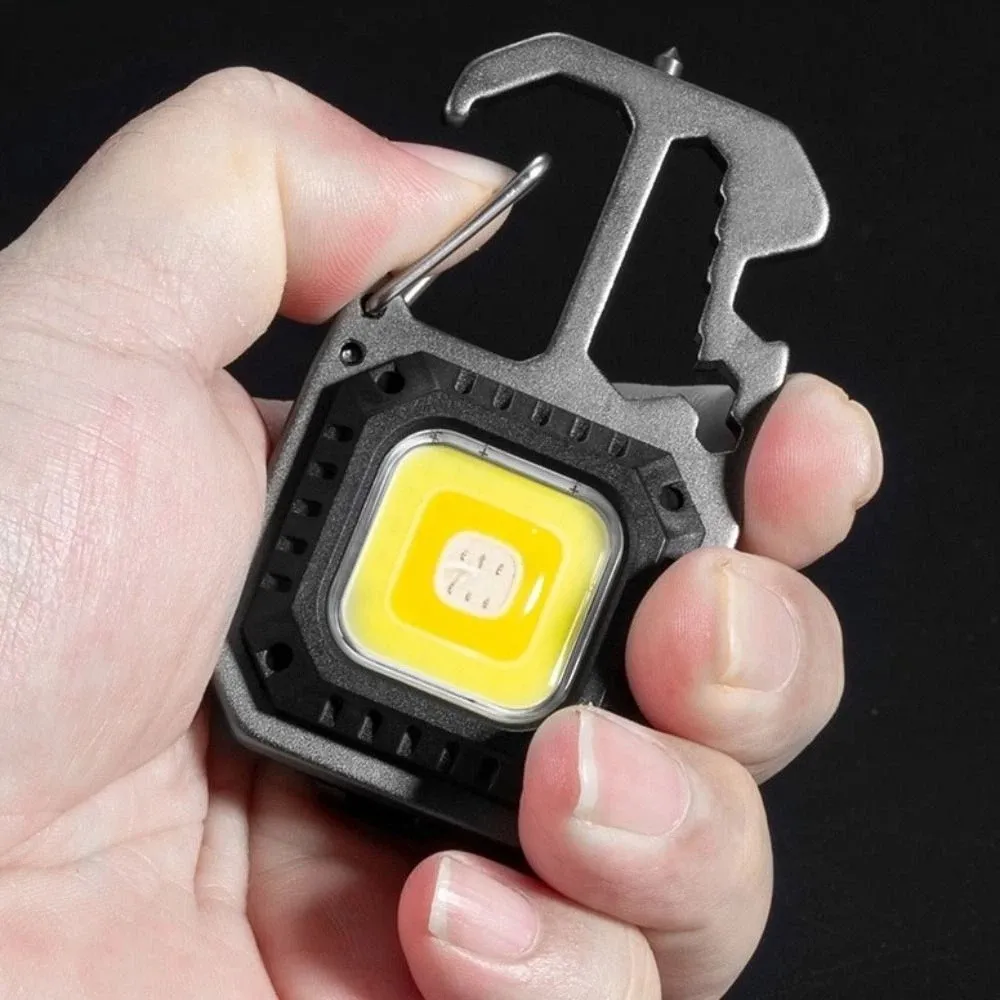 

Magnetic Mini Keychain Flashlight Small Light USB Rechargeable Portable LED Light Bottle Opener Camping Emergency Light