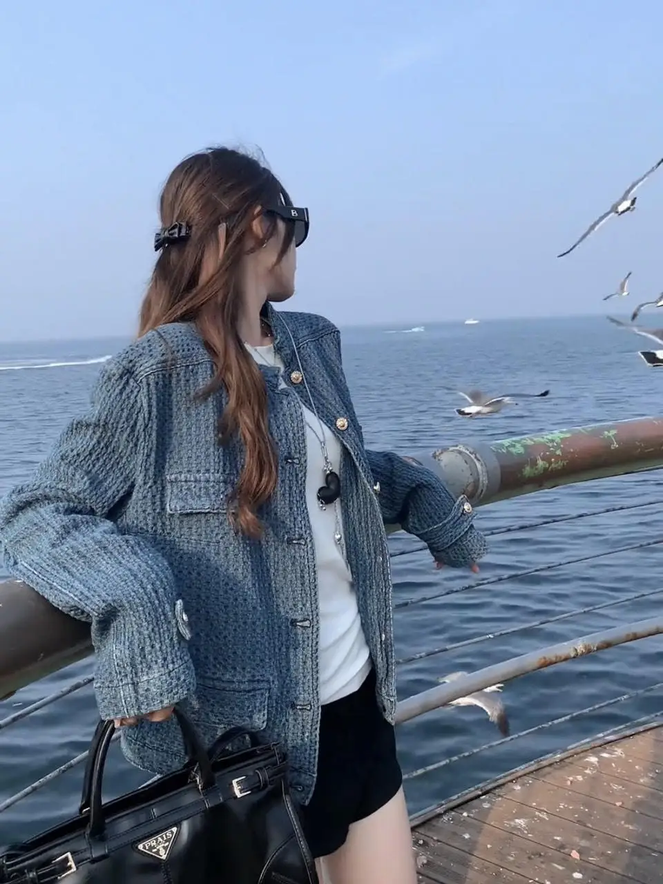 

Жакет из твида женский, больших размеров, осенний, с воротником-стойкой, винтажный, шерстяной, укороченный, с узором под овчину, в стиле «леди», асимметричный, в стиле Харадзюку