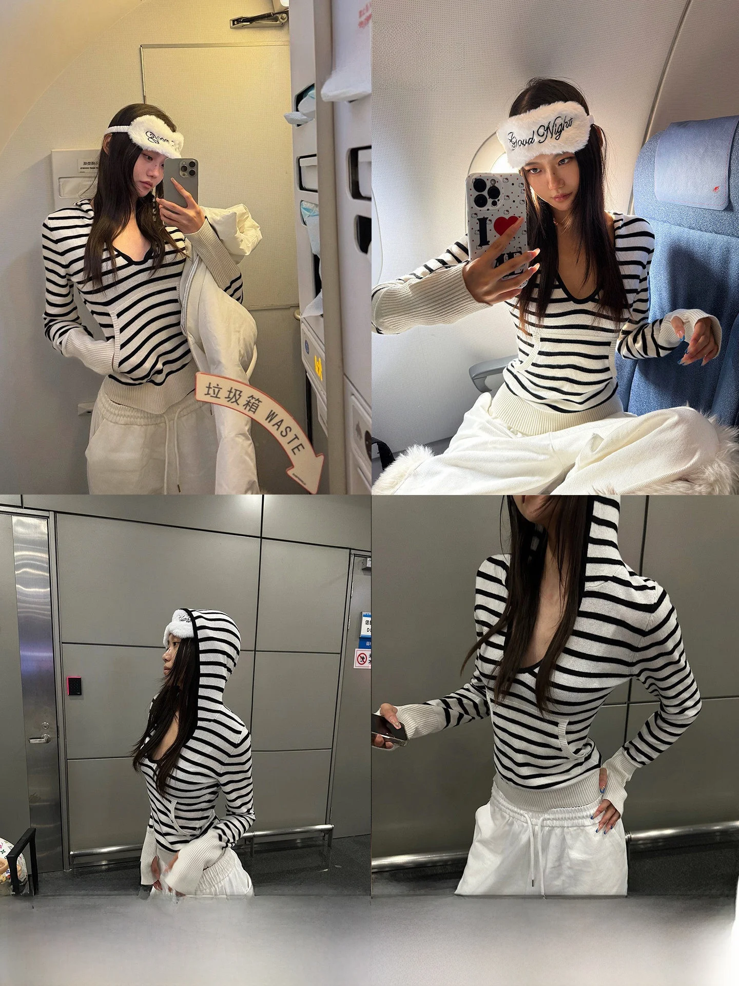 

CCUP SPACE Women's Long Sve Hoodie V-Ne Slim Fit Striped Top Casual Sle Autumn Winter Faionable Versatile T-irt