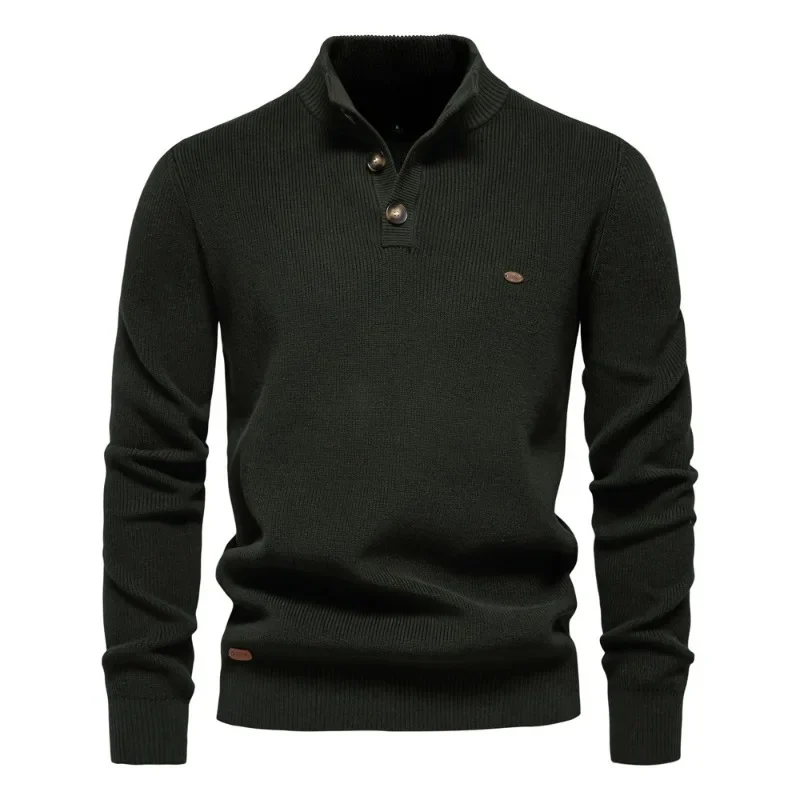 New Autumn Winter Men's Sweater Long-sleeved  Stand-up Collar Solid Color Versatile Casual Elegant Fashionable and Comfortable
