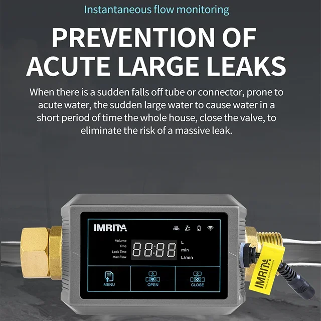 Smart Water  Intelligent Water Flow Measurement Water Leak Detector Sensor with Shut Off Valve