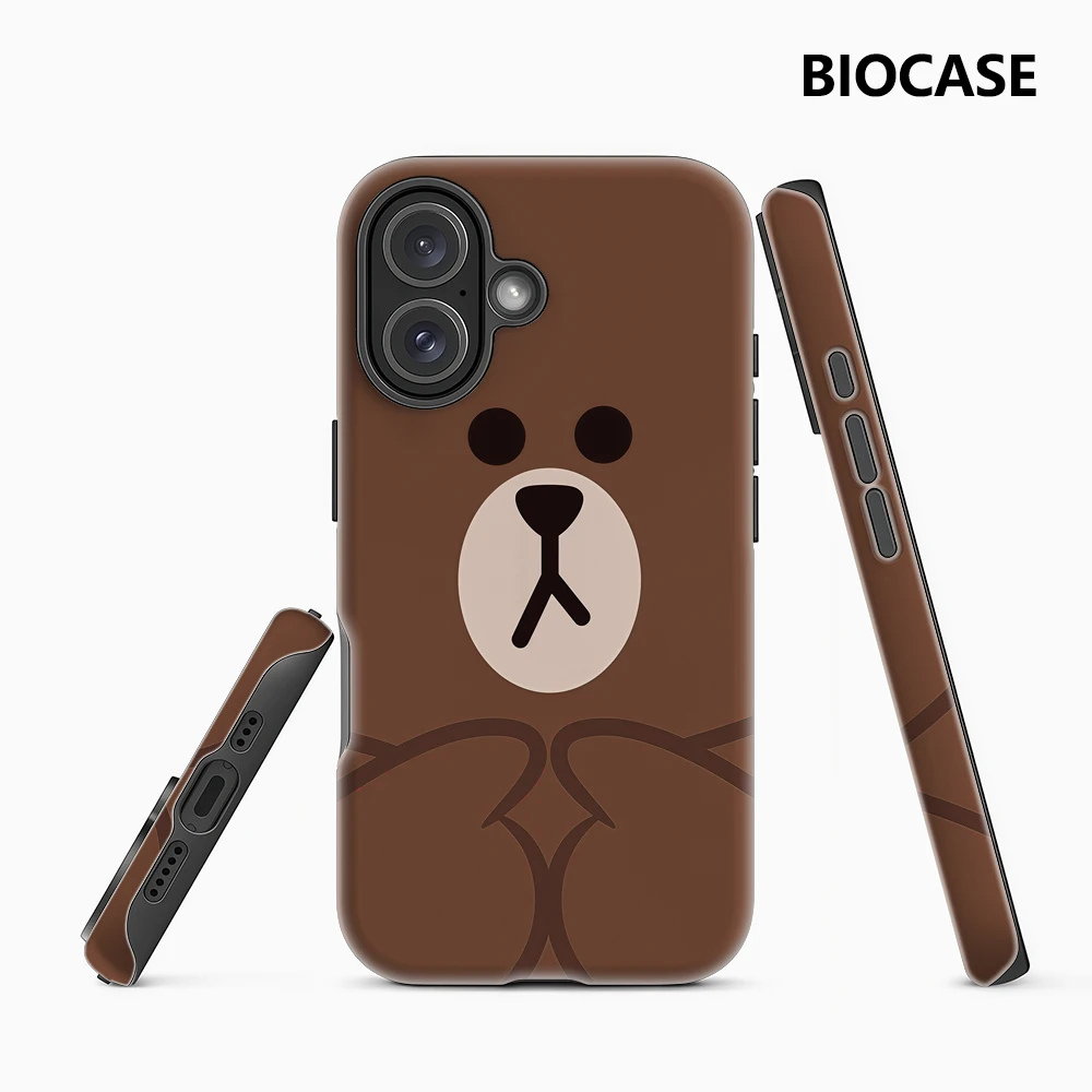 Niedliche Braunbär-Gesichts-Handyhülle für iPhone 18 - Doppelschichtige Rückabdeckung Kompatibel mit iPhone 17 16 15 14 13 12 Pro Max Plus