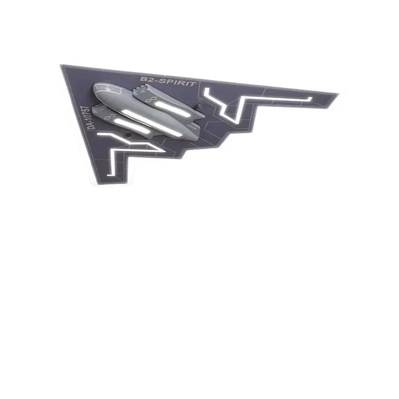 Large stealth combat aircraft model ceiling light for children's bedroom.