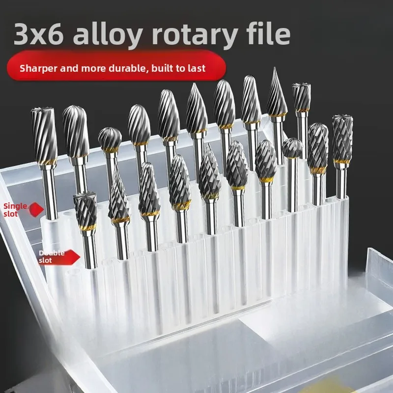 Hard Alloy Rotary File Set Carbide Grinding Head Small Metal Grinding Head Woodworking Tungsten Steel Milling Cutter