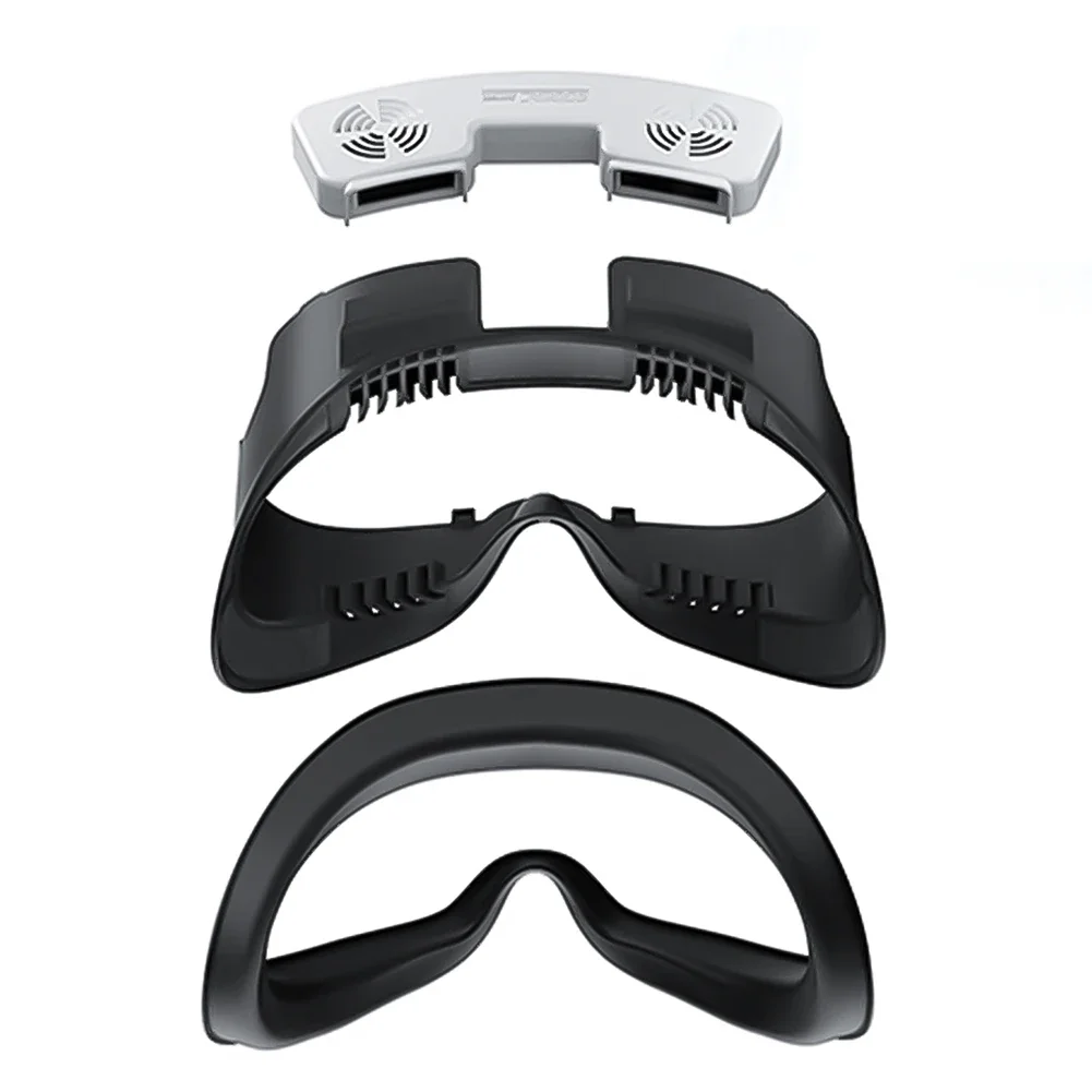 冷却ファン付きフェイスカバーパッド、空気循環通気性VR冷却ファン、Meta Quest 3 VRヘッドセット用PUフェイスクッションパッド