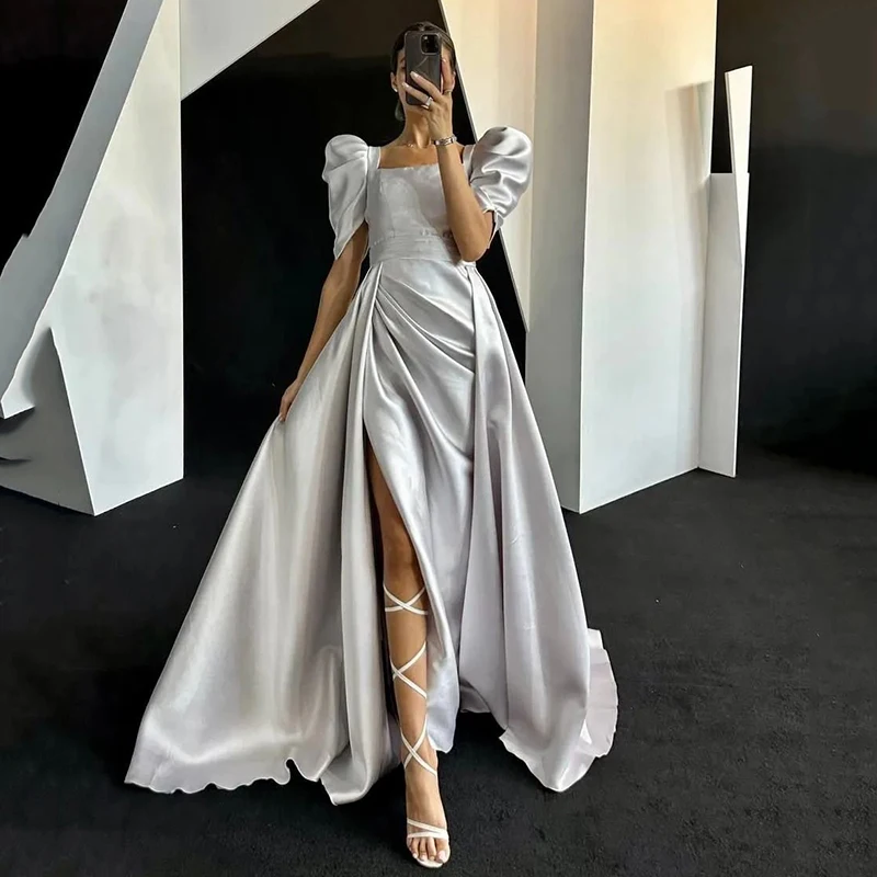 

Eightree Formal Mermaid Evening Dresses Short Sleeve High Split Prom Dress Saudi Arabia Party Cocktail Prom Gowns Custom Size