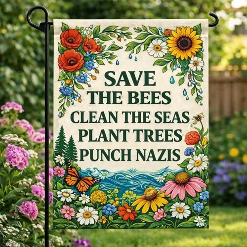 Save The Bees Clean Seas Plant Trees Garden Flag Double-Sided Polyester AAV
