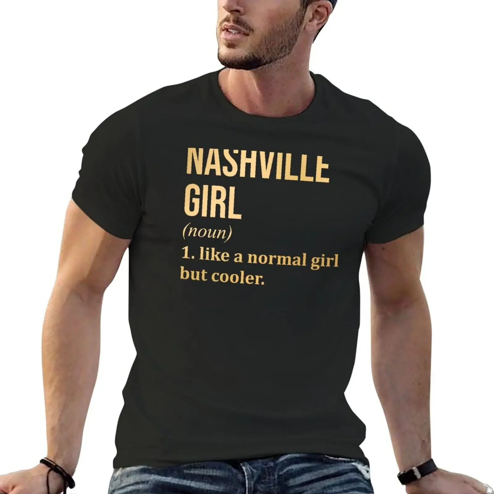 Nashville Girl Definition Nashville in Gold T-shirt summer tops plus size tops tshirts for men