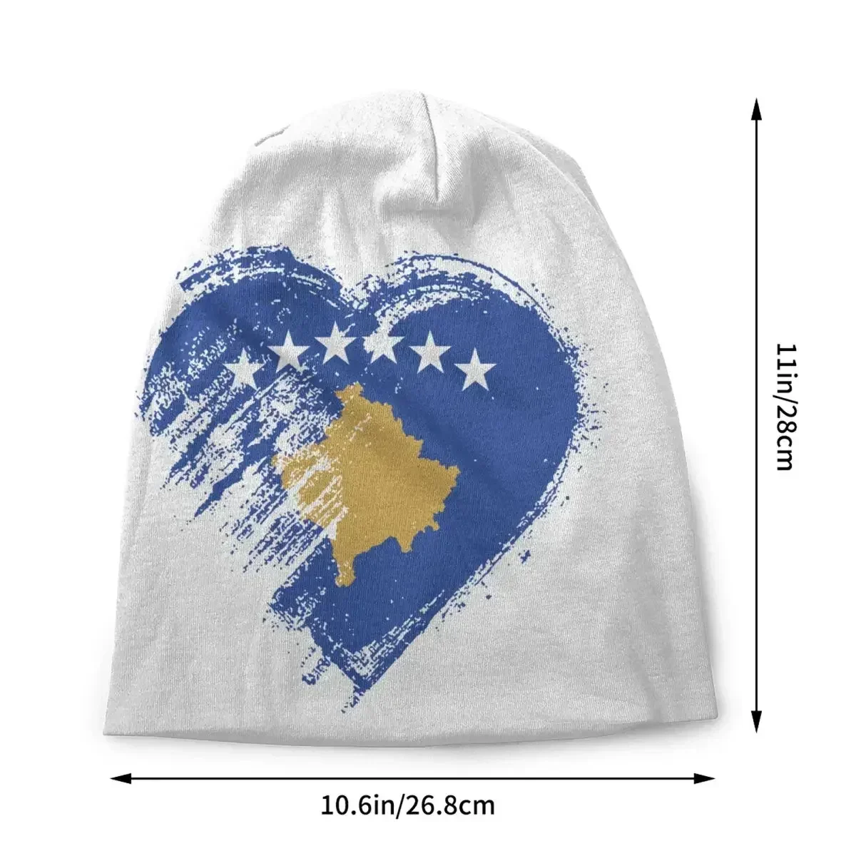 Kosovo Flag Heart Bonnet Hat Knitting Hats Men Women Cool Unisex Adult Kosovar Proud Winter Warm Skullies Beanies Cap