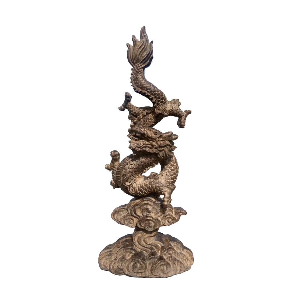 Ручная резная деревянная статуя дракона, скульптура, фигурка - шичающий дракон, фэн-шуй, мощность, силовой орнамент, стол для домашнего офиса