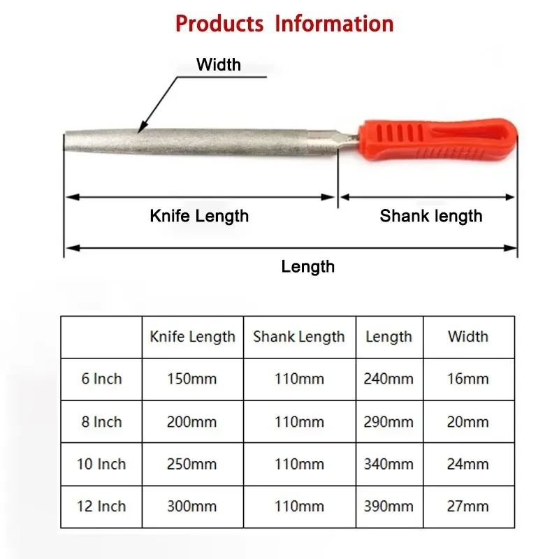 4"6"8"10"12" Plating Diamond File Rasp 4-type Wood Plastic Hard Metal Burr Repairing Hand File Woodworking Grinding Carving Tool