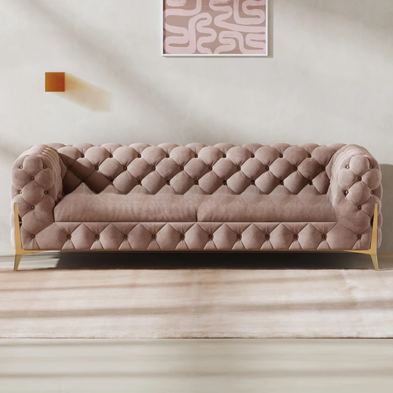 Sofa Living Room Simple Modern Light Luxury Three-Seat American Small Apartment Hong Kong Style Fabric Sofa