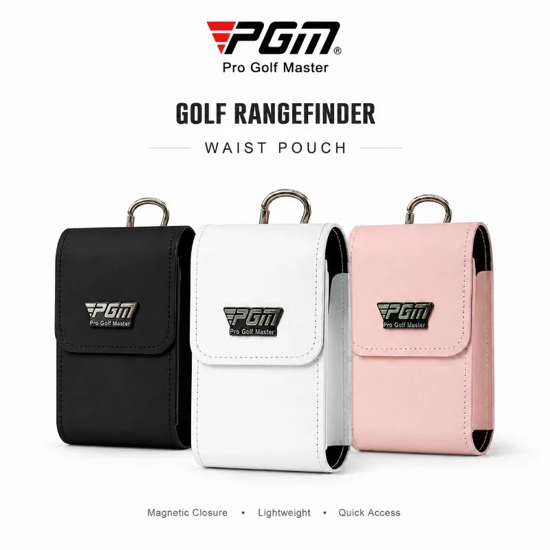 PGM Magnetic Golf Waist Pouch Rangefinder Case Clip On PU Leather Lightweight Hip Belt Bag Quick Access Golf Accessory Men Women