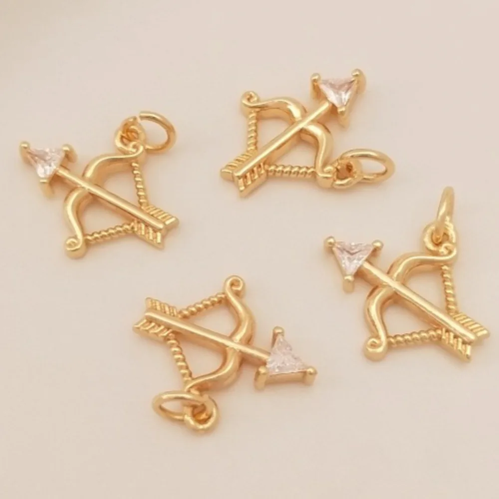 

1pcs Copper Charms 14K Gold Color Inlaid Zircon Arrow Creative Design Bow Arrow Pendant DIY Handmade Bracelet Jewelry Accessorie