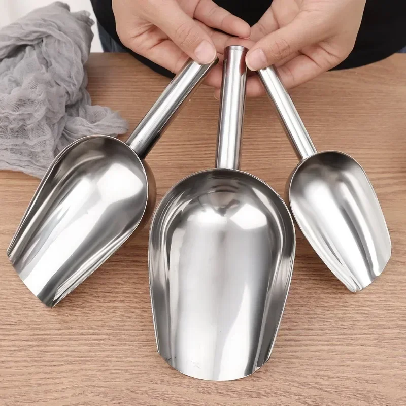 1/3PCS Stainless Steel Ice Shovel Multifunctional Food Measuring Spoons Grain Coffee Beans Flour Shovel Bar Kitchen Accessories