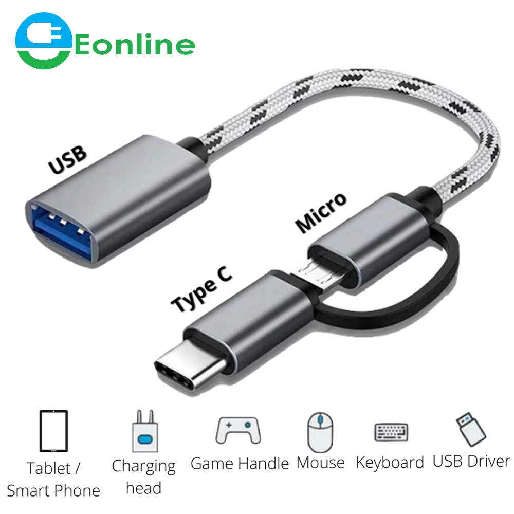 

2 в 1, адаптер USB Type-C OTG + Micro