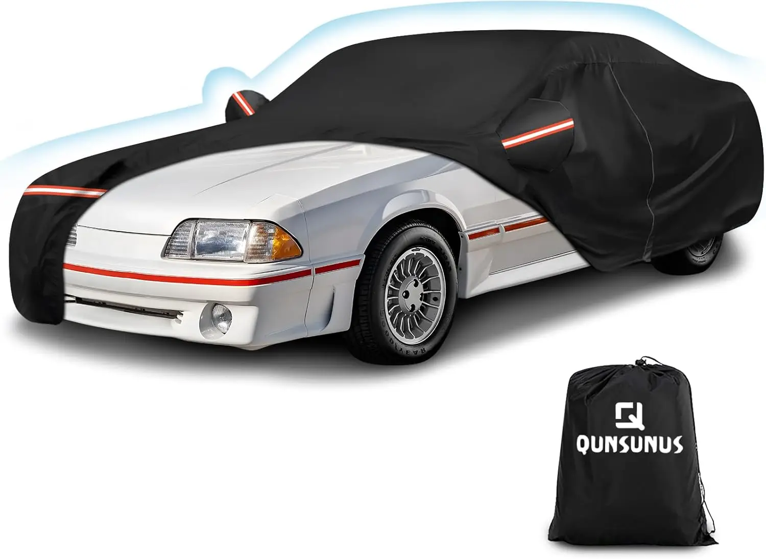 

Waterproof Car Cover for Ford Mustang 1979-1993, All-Weather Protection with Zipper and Straps