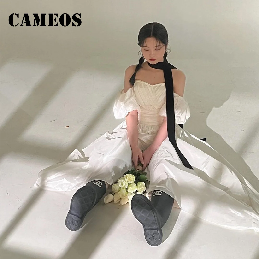

SONDR Sweetheart Wedding Korea A-Line Evening Dress Custom Made Formal Prom Dress Taffeta Puff Sleeves Evening Gown Bridal