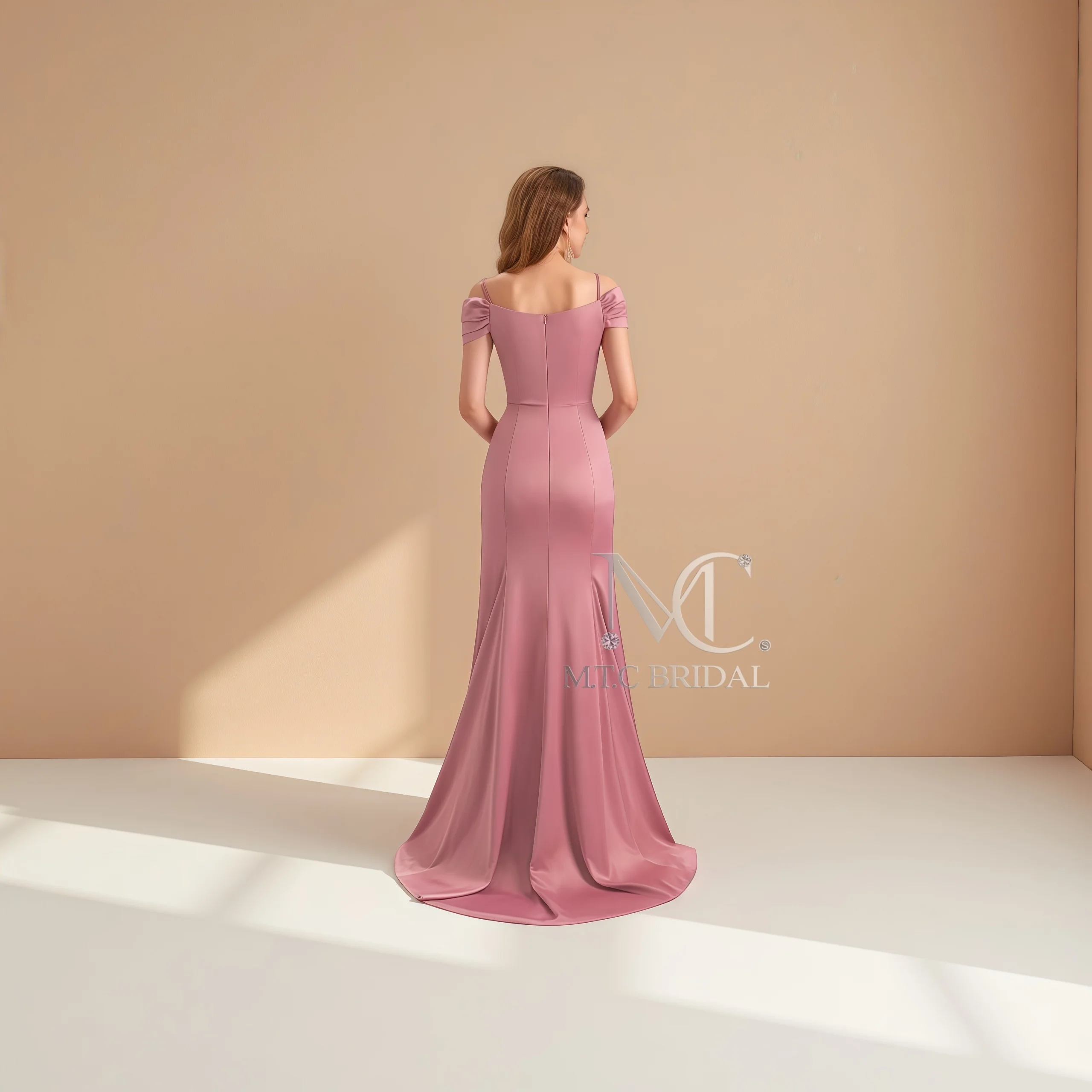 Dusty Rose 2026 Robe De soirée sirène gracieuse longueur De plancher côté fendu longue Satin femmes robes pour fête grande taille Robe De soirée