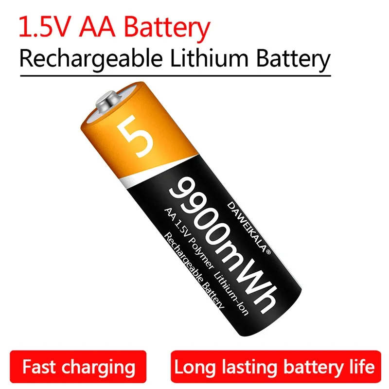 AA Battery 1.5V AA Rechargeable Battery 9900mWh AA Lithium-ion Battery for remote control mouse small fan Electric toy