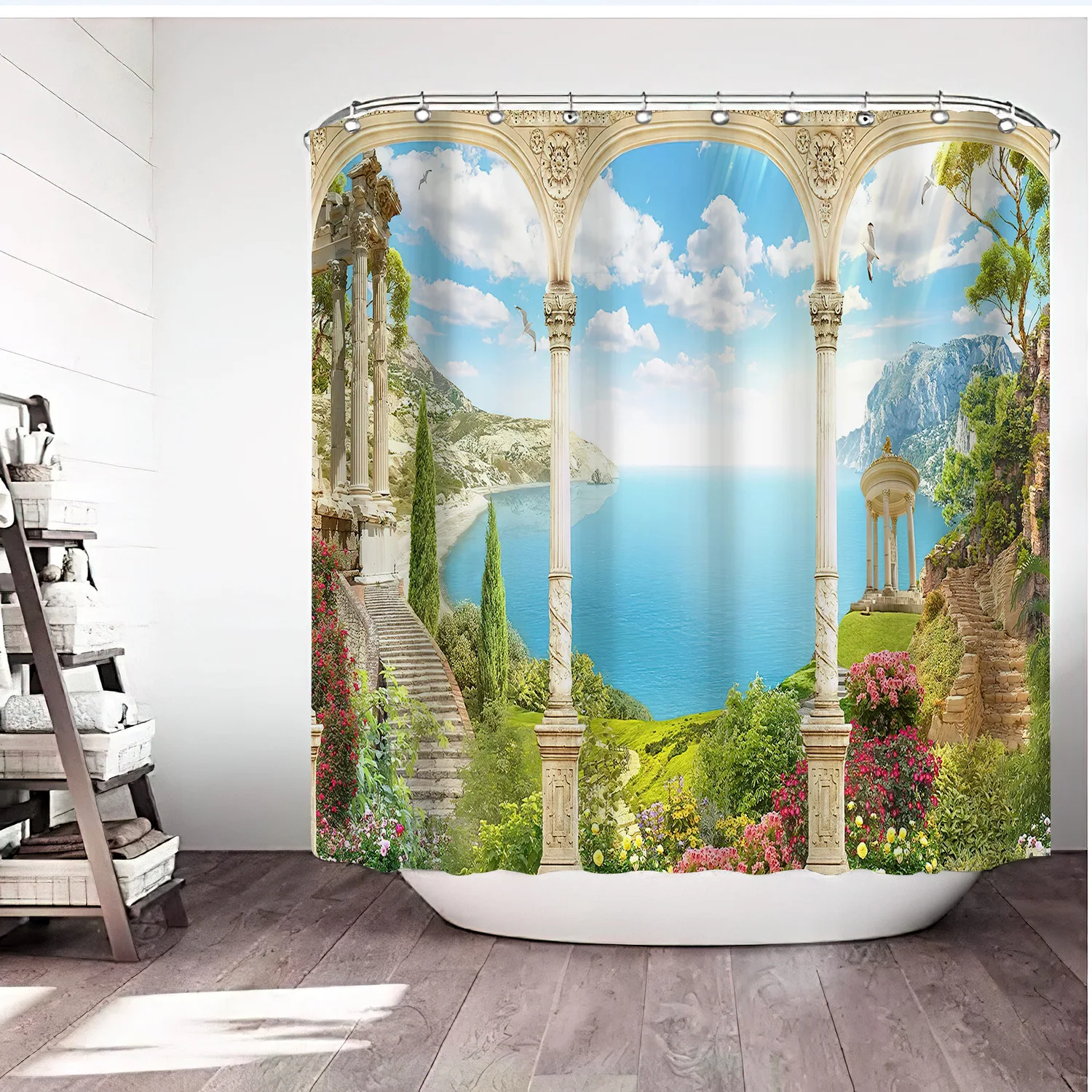 Creative Natural Scenery Seascape Bathroom Shower Curtain Bathroom Decorative Accessories Waterproof Curtain Partition Banheiro