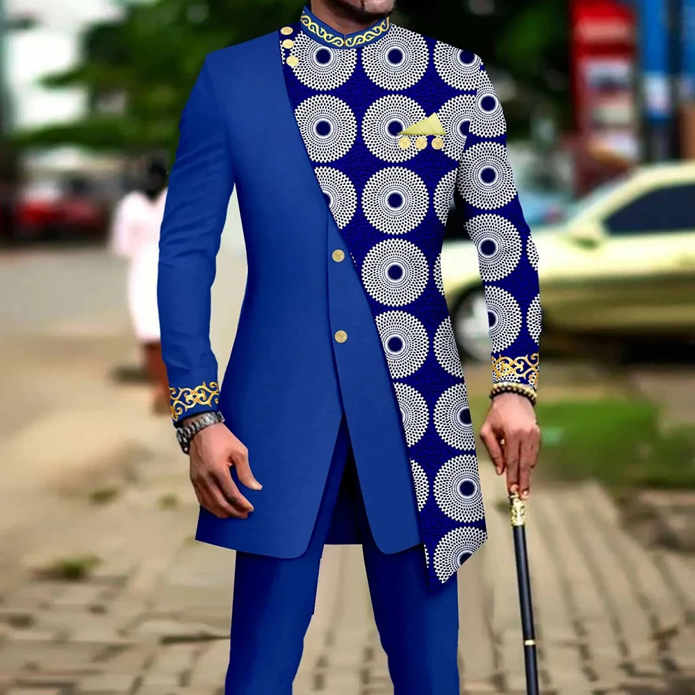SOLOVEDRESS Men's 2-Piece Suit Embroidery Print 4