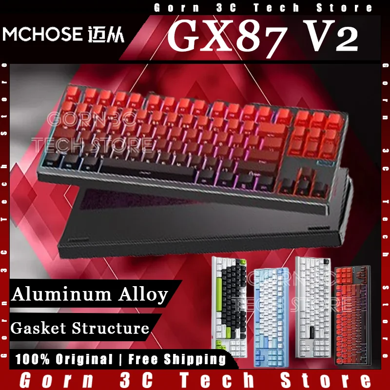 MCHOSE GX87 V2 Mechanical Keyboard Tri-mode Wireless Aluminum Alloy Gasket Structure RGB Customized Gaming Keyboard Pc Accessory