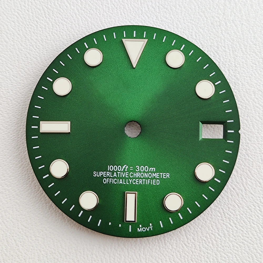 NH35 Zifferblatt 28,5 mm grün leuchtendes S-Logo SUB Mariner-Uhrenzifferblatt geeignet für NH35-Uhrwerk Uhrenzubehör Uhrenreparaturwerkzeuge – Detail 6