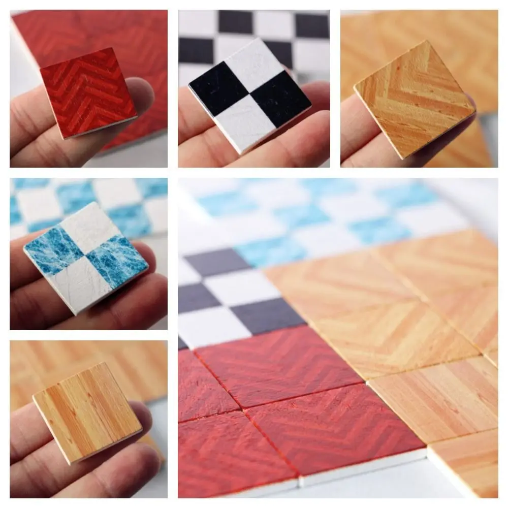 9pcs/set Pretend Play 1:6/1:12 Doll House Furniture Doll House Accessories Square Miniature Ceramic Tile DIY Wood Block