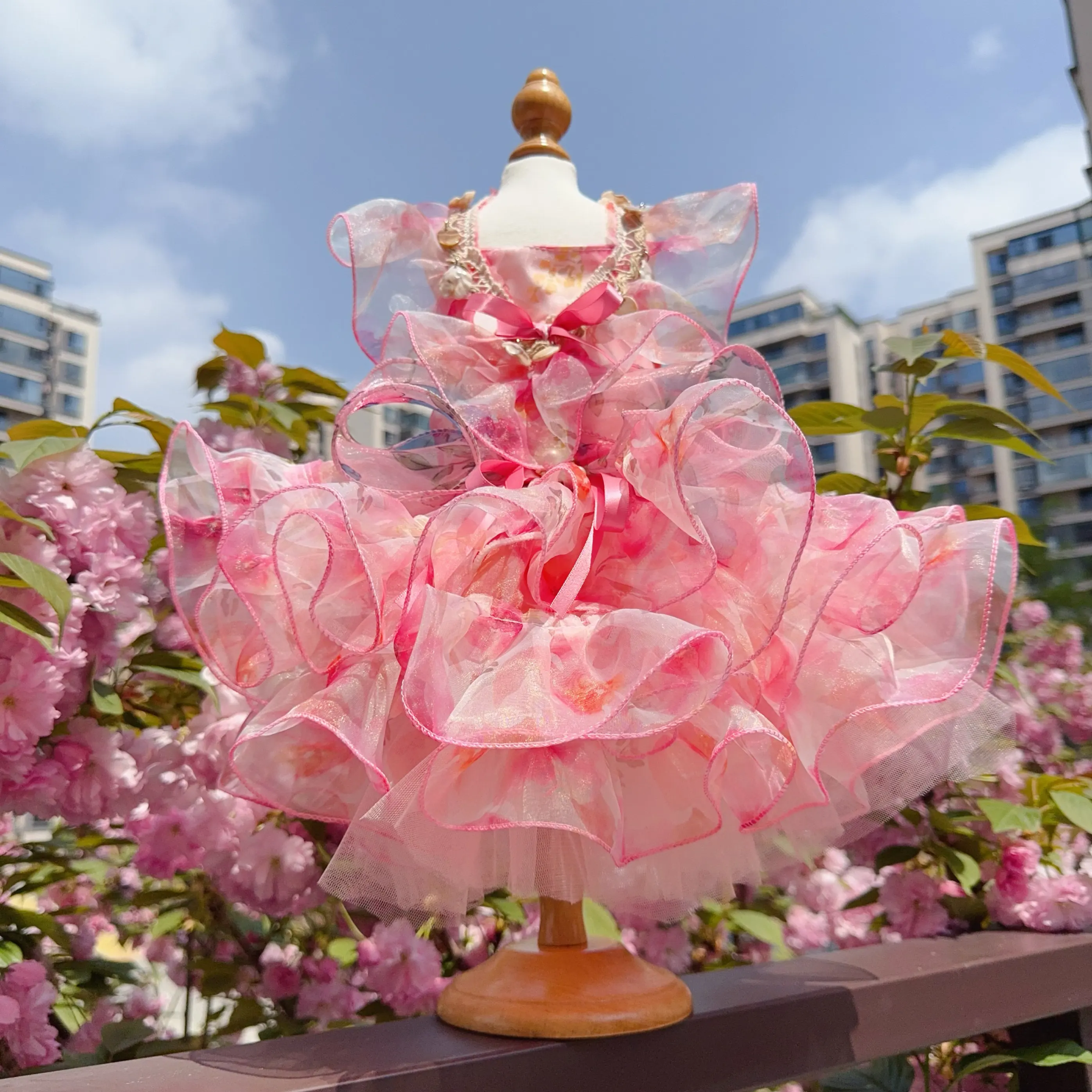 

Summer Pink Green Pet Dog Clothes Fashion Handmade Seashell Decor Bow Princess Dress For Small Medium Dog Puppy Clothing Poodle
